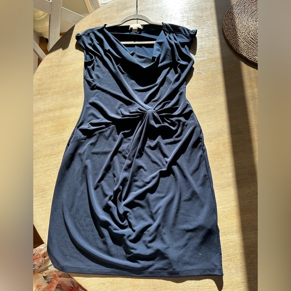 Michael Kors Navy Blue Draped Midi Dress - Picture 3 of 6